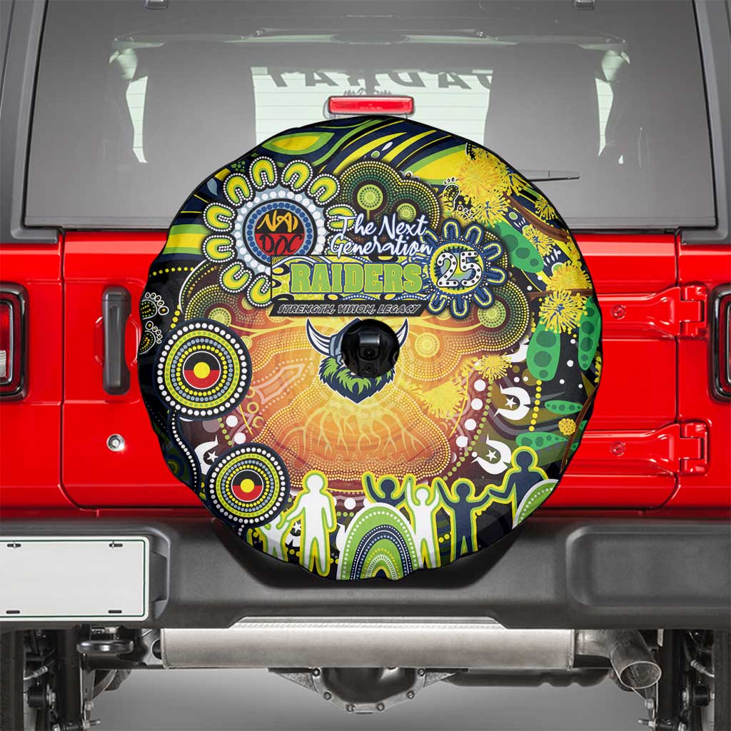 NAIDOC Week 2025 Raiders Rugby Spare Tire Cover Aboriginal Dot Painting