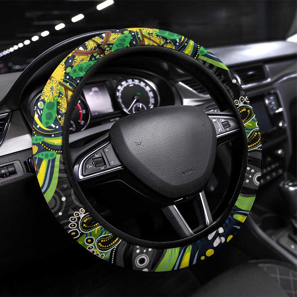 NAIDOC Week 2025 Raiders Rugby Steering Wheel Cover Aboriginal Dot Painting
