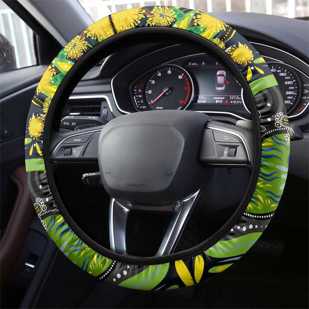 NAIDOC Week 2025 Raiders Rugby Steering Wheel Cover Aboriginal Dot Painting