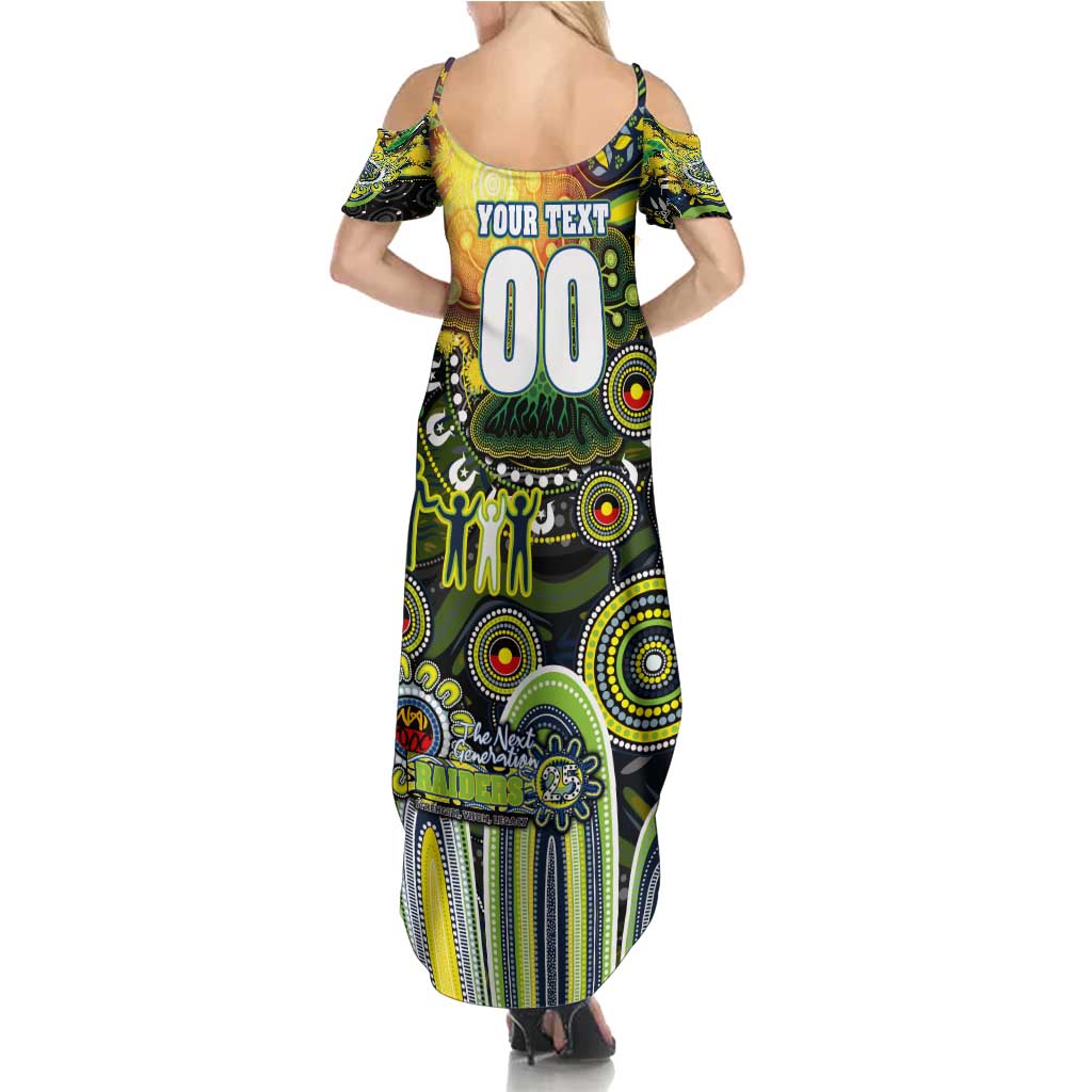 Personalised NAIDOC Week 2025 Raiders Rugby Summer Maxi Dress Aboriginal Dot Painting