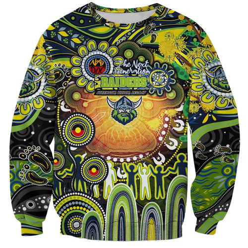Personalised NAIDOC Week 2025 Raiders Rugby Sweatshirt Aboriginal Dot Painting