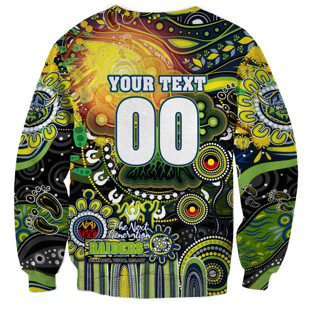 Personalised NAIDOC Week 2025 Raiders Rugby Sweatshirt Aboriginal Dot Painting