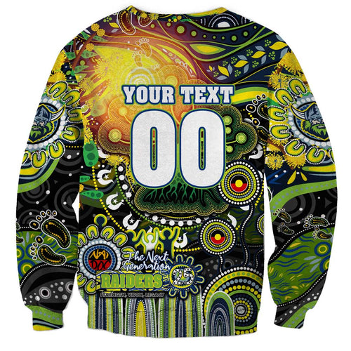 Personalised NAIDOC Week 2025 Raiders Rugby Sweatshirt Aboriginal Dot Painting