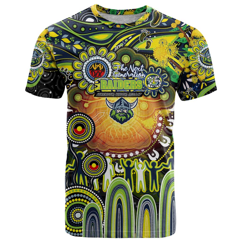 Personalised NAIDOC Week 2025 Raiders Rugby T Shirt Aboriginal Dot Painting