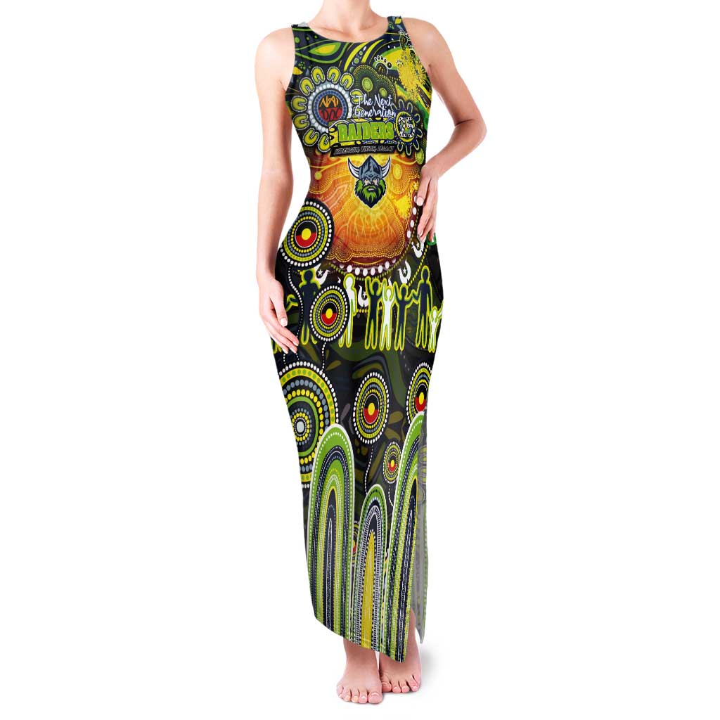 Personalised NAIDOC Week 2025 Raiders Rugby Tank Maxi Dress Aboriginal Dot Painting