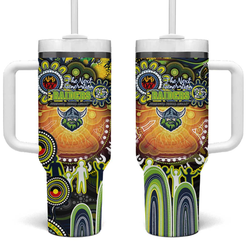 NAIDOC Week 2025 Raiders Rugby Tumbler With Handle Aboriginal Dot Painting