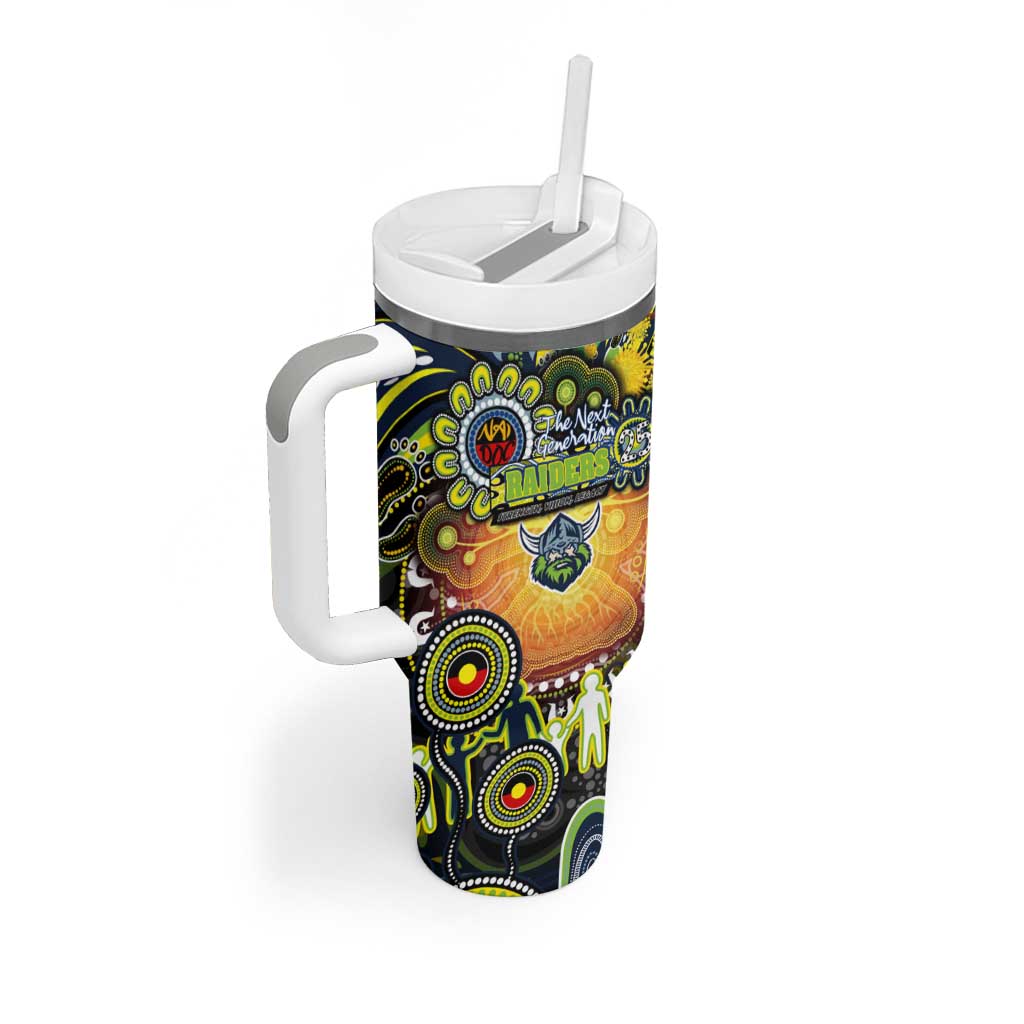 NAIDOC Week 2025 Raiders Rugby Tumbler With Handle Aboriginal Dot Painting