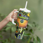 NAIDOC Week 2025 Raiders Rugby Tumbler With Handle Aboriginal Dot Painting