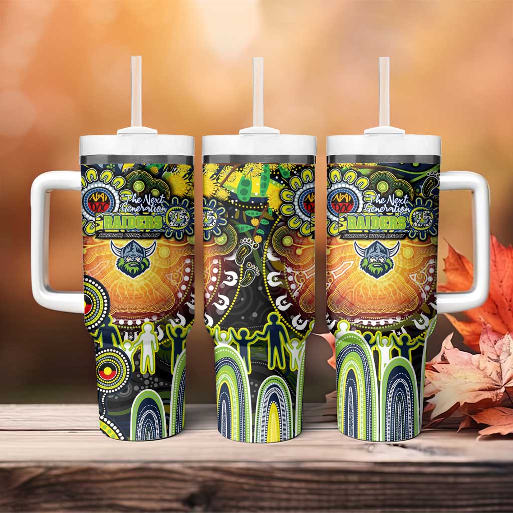NAIDOC Week 2025 Raiders Rugby Tumbler With Handle Aboriginal Dot Painting