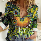 Personalised NAIDOC Week 2025 Raiders Rugby Women Casual Shirt Aboriginal Dot Painting