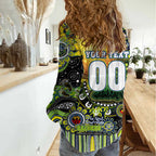 Personalised NAIDOC Week 2025 Raiders Rugby Women Casual Shirt Aboriginal Dot Painting