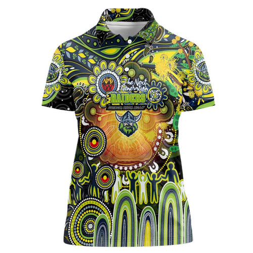 Personalised NAIDOC Week 2025 Raiders Rugby Women Polo Shirt Aboriginal Dot Painting