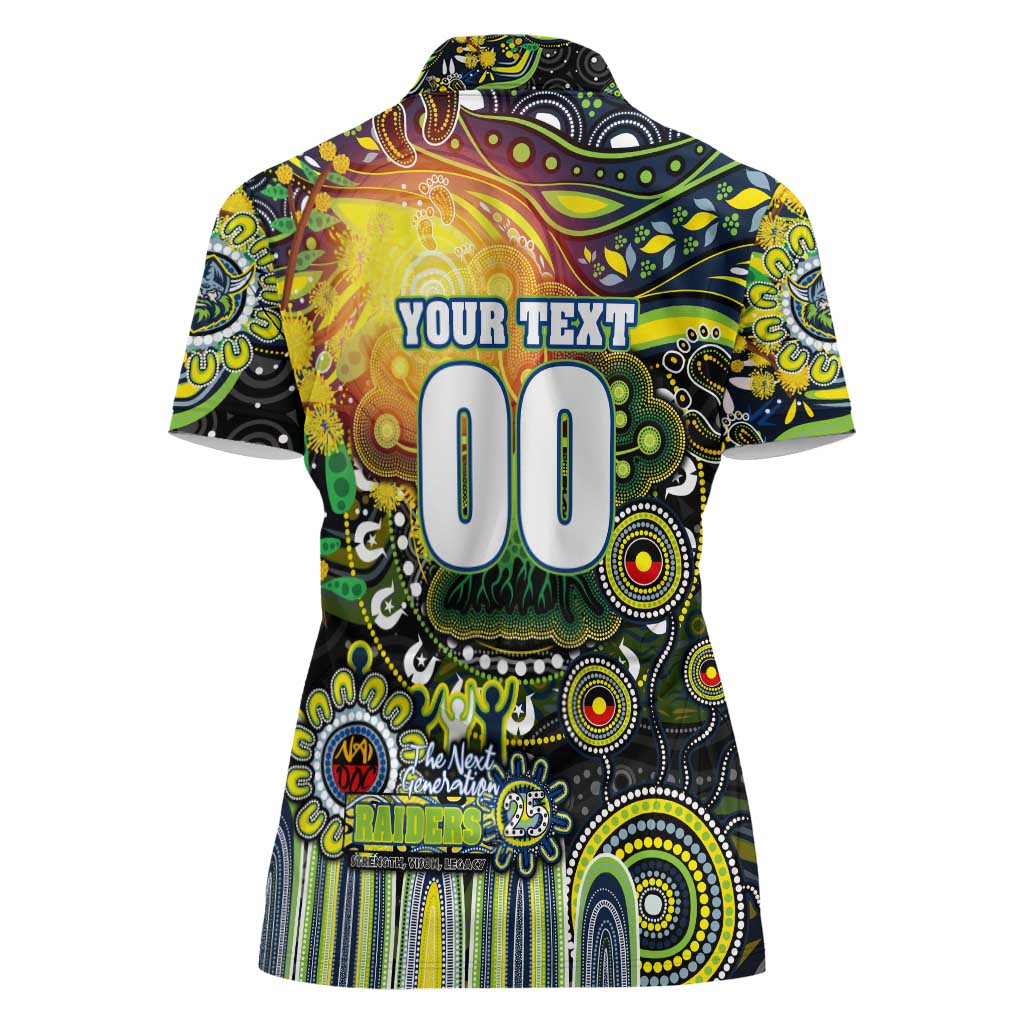 Personalised NAIDOC Week 2025 Raiders Rugby Women Polo Shirt Aboriginal Dot Painting