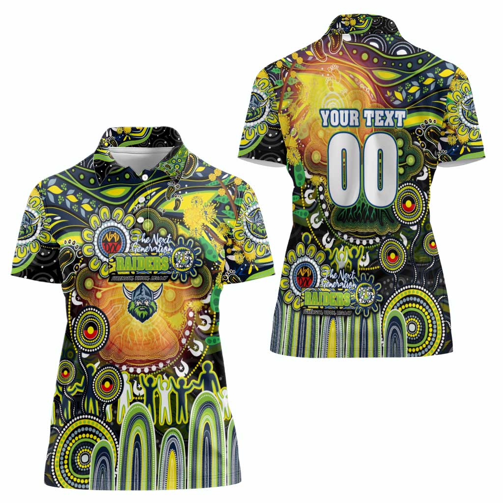Personalised NAIDOC Week 2025 Raiders Rugby Women Polo Shirt Aboriginal Dot Painting