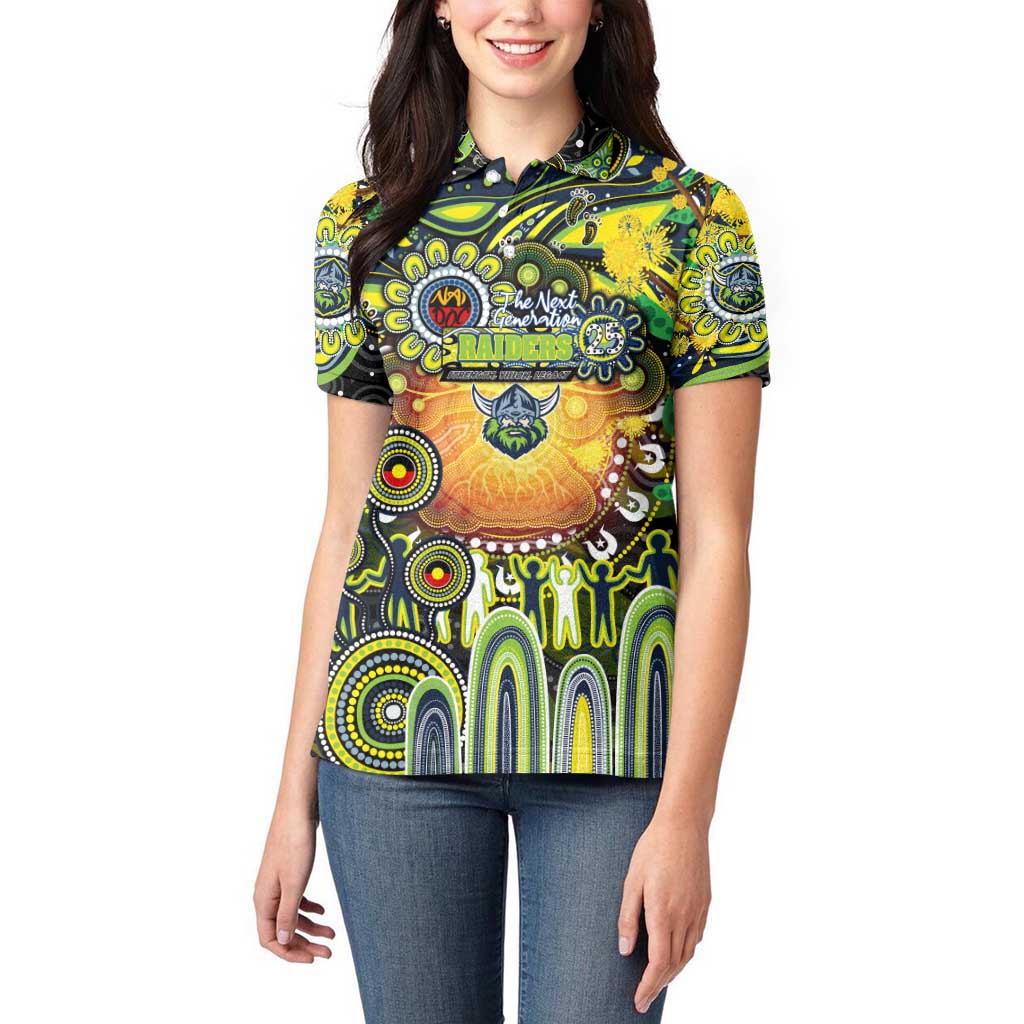 Personalised NAIDOC Week 2025 Raiders Rugby Women Polo Shirt Aboriginal Dot Painting