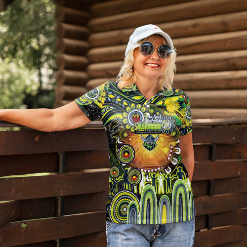 Personalised NAIDOC Week 2025 Raiders Rugby Women Polo Shirt Aboriginal Dot Painting