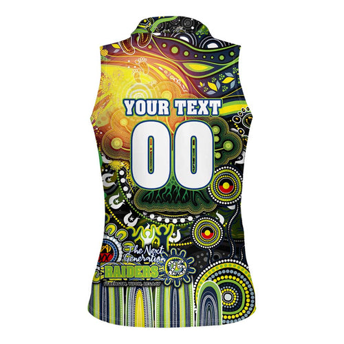 Personalised NAIDOC Week 2025 Raiders Rugby Women Sleeveless Polo Shirt Aboriginal Dot Painting