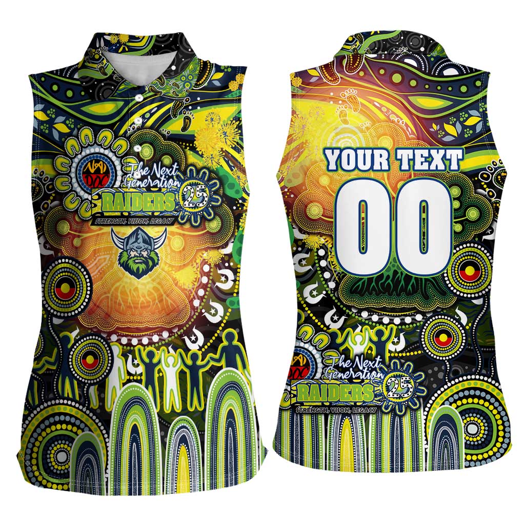 Personalised NAIDOC Week 2025 Raiders Rugby Women Sleeveless Polo Shirt Aboriginal Dot Painting