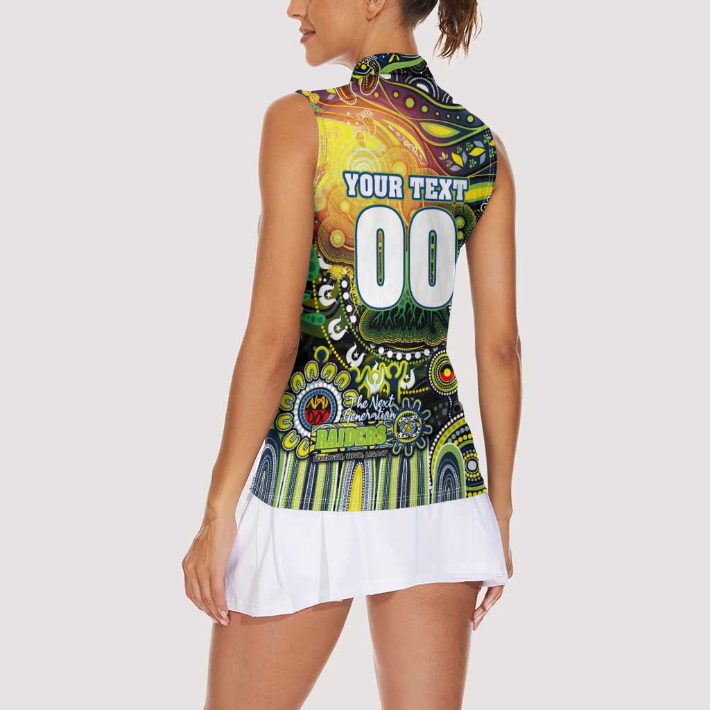 Personalised NAIDOC Week 2025 Raiders Rugby Women Sleeveless Polo Shirt Aboriginal Dot Painting