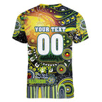 Personalised NAIDOC Week 2025 Raiders Rugby Women V-Neck T-Shirt Aboriginal Dot Painting