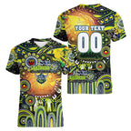 Personalised NAIDOC Week 2025 Raiders Rugby Women V-Neck T-Shirt Aboriginal Dot Painting