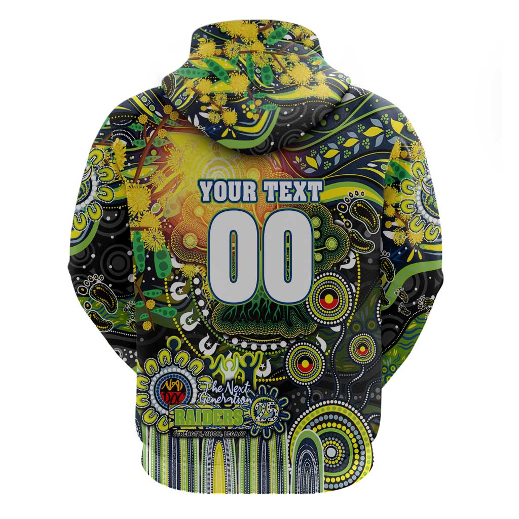 Personalised NAIDOC Week 2025 Raiders Rugby Zip Hoodie Aboriginal Dot Painting