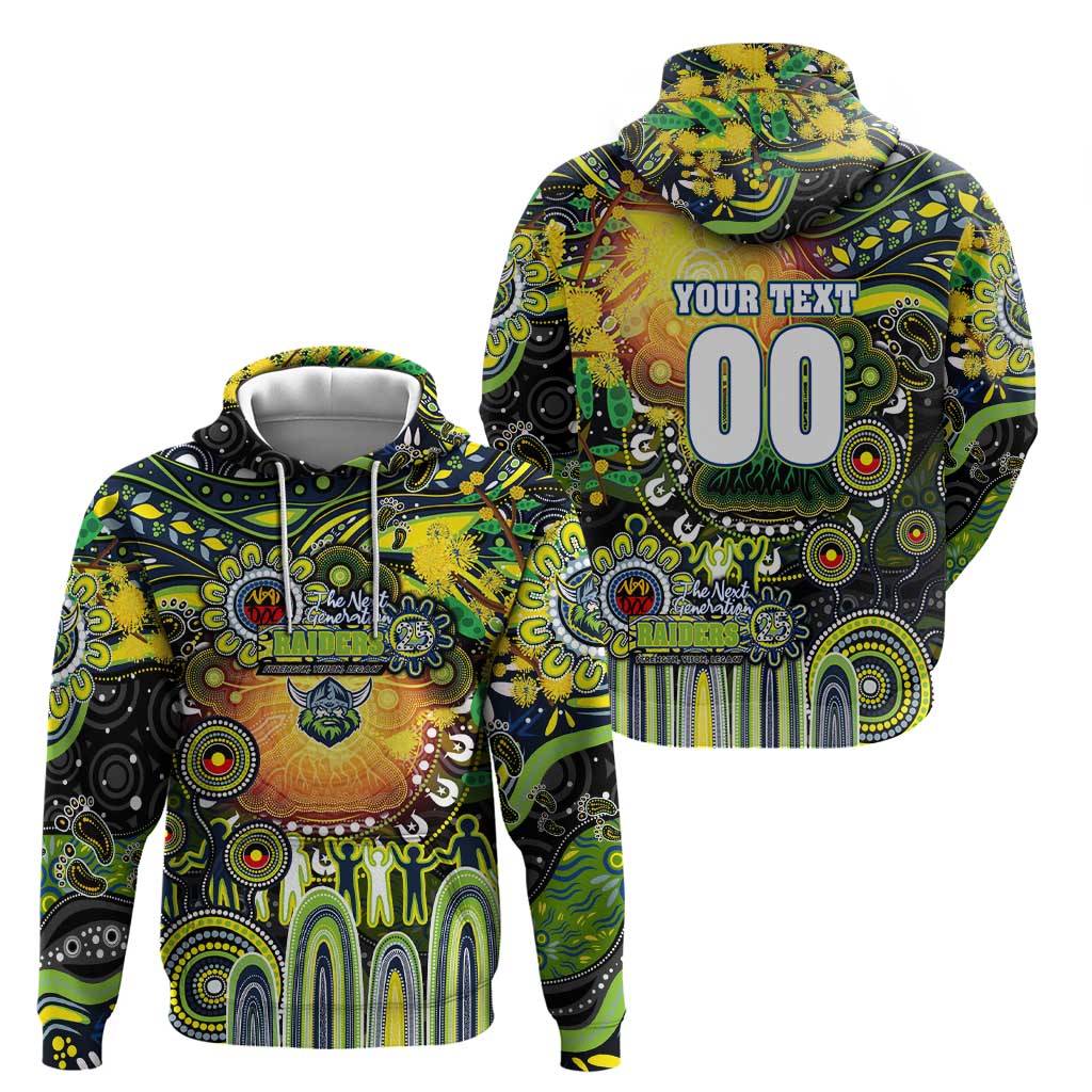 Personalised NAIDOC Week 2025 Raiders Rugby Zip Hoodie Aboriginal Dot Painting