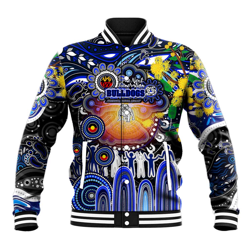 Personalised NAIDOC Week 2025 Bulldogs Rugby Baseball Jacket Aboriginal Dot Painting