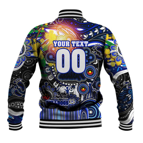 Personalised NAIDOC Week 2025 Bulldogs Rugby Baseball Jacket Aboriginal Dot Painting