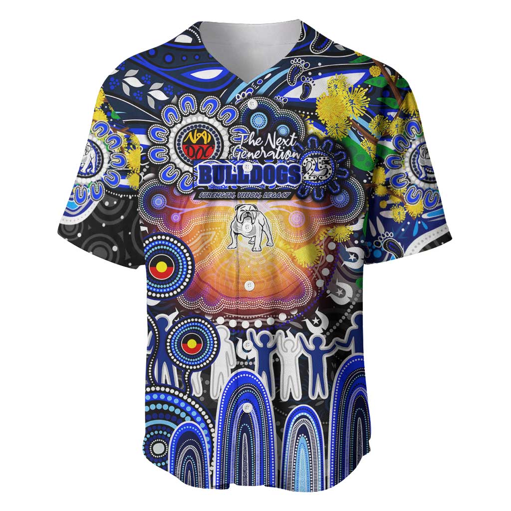 Personalised NAIDOC Week 2025 Bulldogs Rugby Baseball Jersey Aboriginal Dot Painting