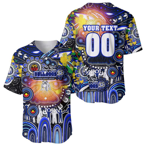 Personalised NAIDOC Week 2025 Bulldogs Rugby Baseball Jersey Aboriginal Dot Painting