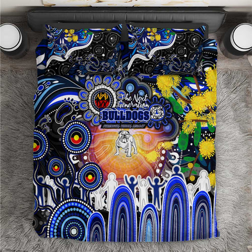 NAIDOC Week 2025 Bulldogs Rugby Bedding Set Aboriginal Dot Painting