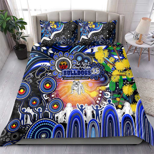 NAIDOC Week 2025 Bulldogs Rugby Bedding Set Aboriginal Dot Painting