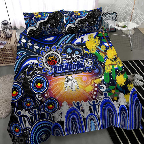 NAIDOC Week 2025 Bulldogs Rugby Bedding Set Aboriginal Dot Painting