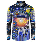 Personalised NAIDOC Week 2025 Bulldogs Rugby Button Sweatshirt Aboriginal Dot Painting