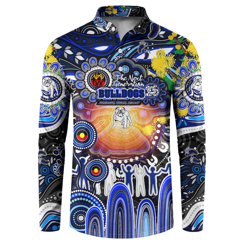 Personalised NAIDOC Week 2025 Bulldogs Rugby Button Sweatshirt Aboriginal Dot Painting