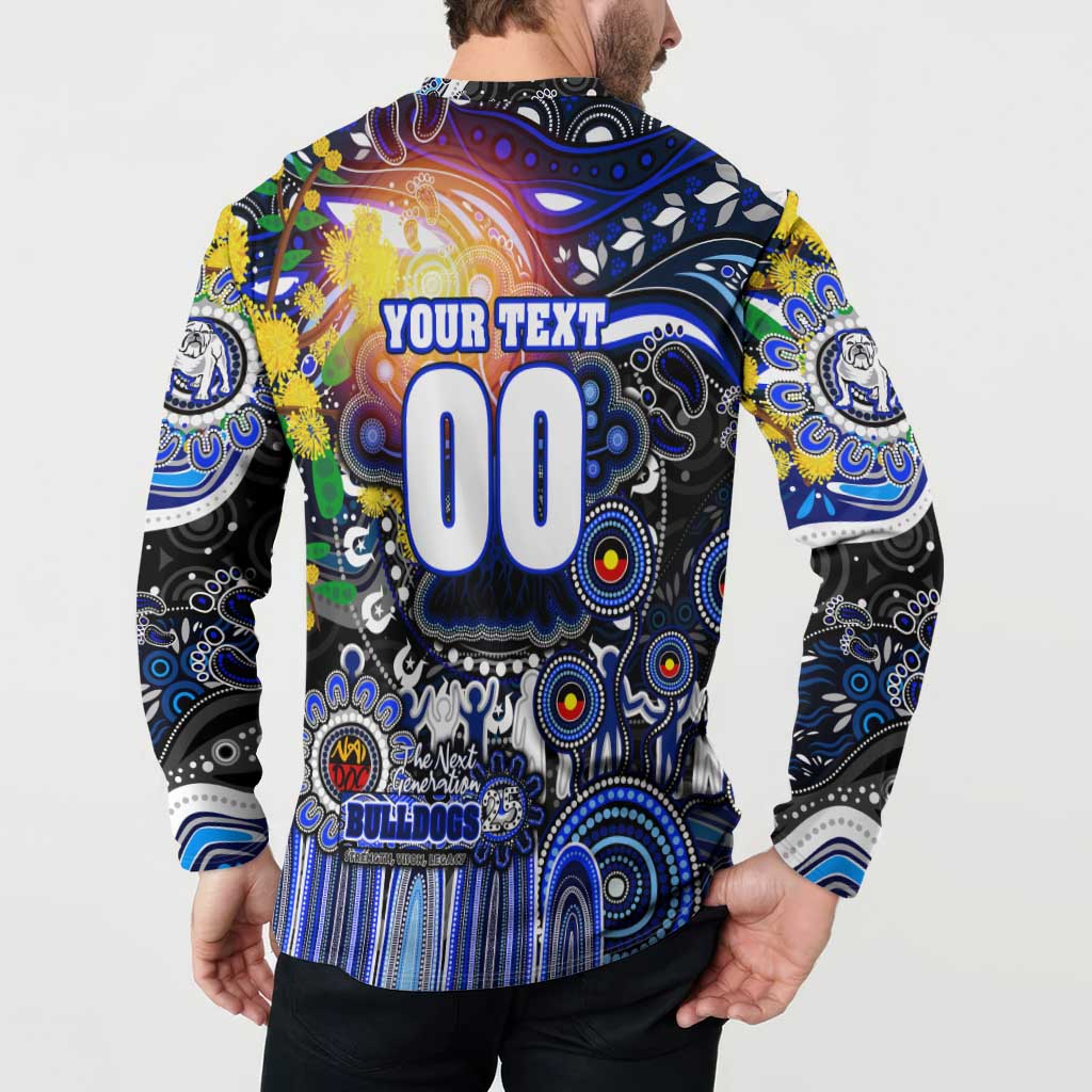 Personalised NAIDOC Week 2025 Bulldogs Rugby Button Sweatshirt Aboriginal Dot Painting