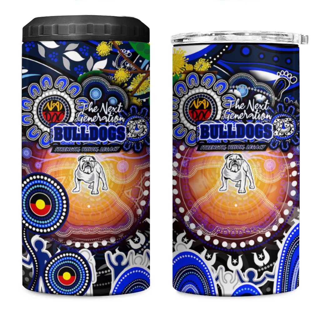 NAIDOC Week 2025 Bulldogs Rugby 4 in 1 Can Cooler Tumbler Aboriginal Dot Painting