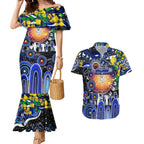 Personalised NAIDOC Week 2025 Bulldogs Rugby Couples Matching Mermaid Dress and Hawaiian Shirt Aboriginal Dot Painting