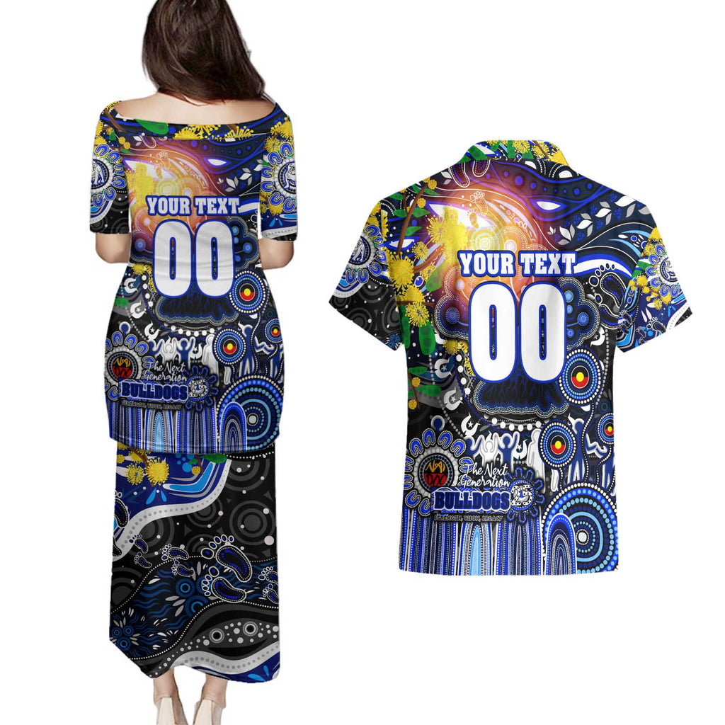 Personalised NAIDOC Week 2025 Bulldogs Rugby Couples Matching Puletasi and Hawaiian Shirt Aboriginal Dot Painting