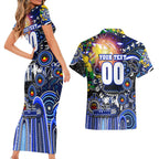 Personalised NAIDOC Week 2025 Bulldogs Rugby Couples Matching Short Sleeve Bodycon Dress and Hawaiian Shirt Aboriginal Dot Painting