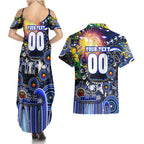 Personalised NAIDOC Week 2025 Bulldogs Rugby Couples Matching Summer Maxi Dress and Hawaiian Shirt Aboriginal Dot Painting