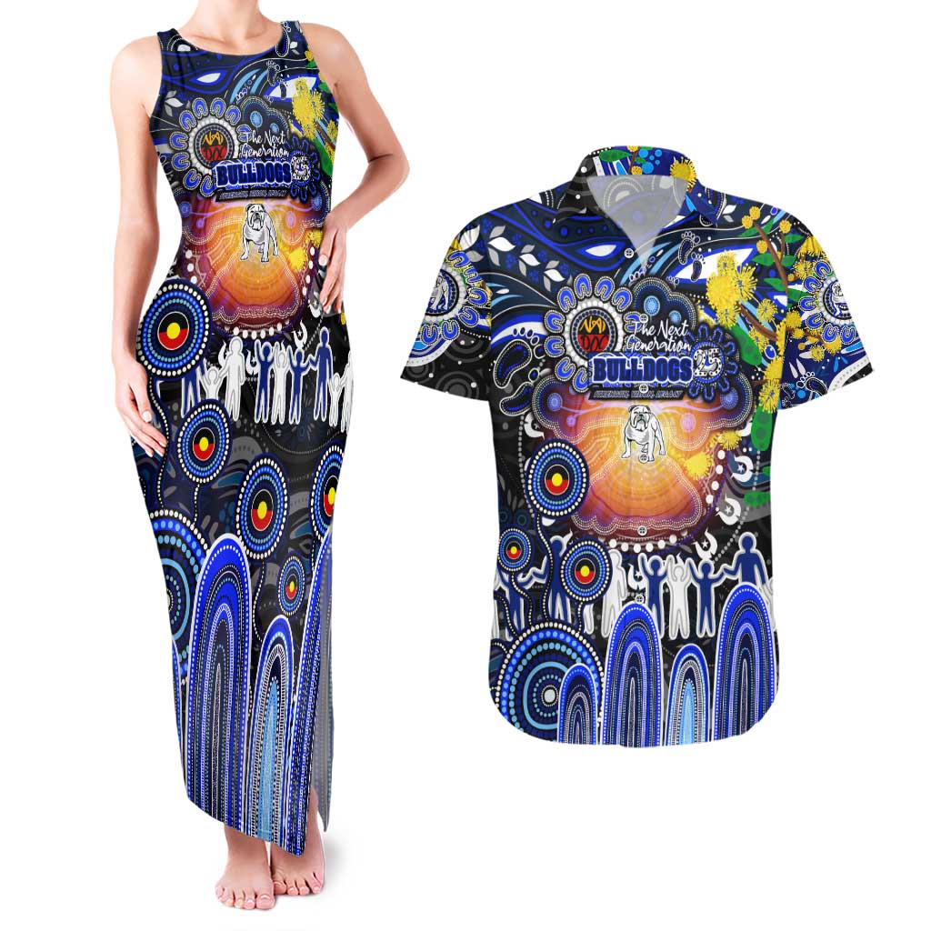 Personalised NAIDOC Week 2025 Bulldogs Rugby Couples Matching Tank Maxi Dress and Hawaiian Shirt Aboriginal Dot Painting