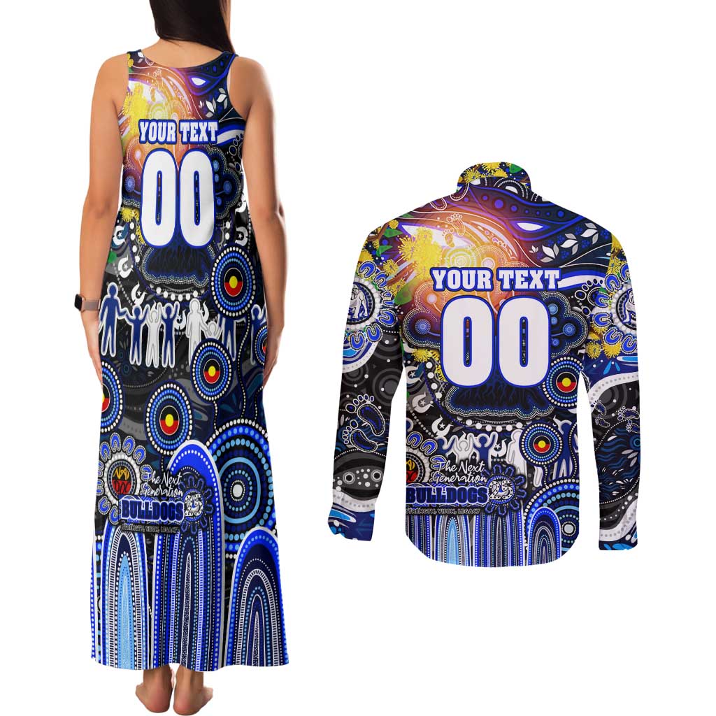 Personalised NAIDOC Week 2025 Bulldogs Rugby Couples Matching Tank Maxi Dress and Long Sleeve Button Shirt Aboriginal Dot Painting
