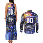 Personalised NAIDOC Week 2025 Bulldogs Rugby Couples Matching Tank Maxi Dress and Long Sleeve Button Shirt Aboriginal Dot Painting