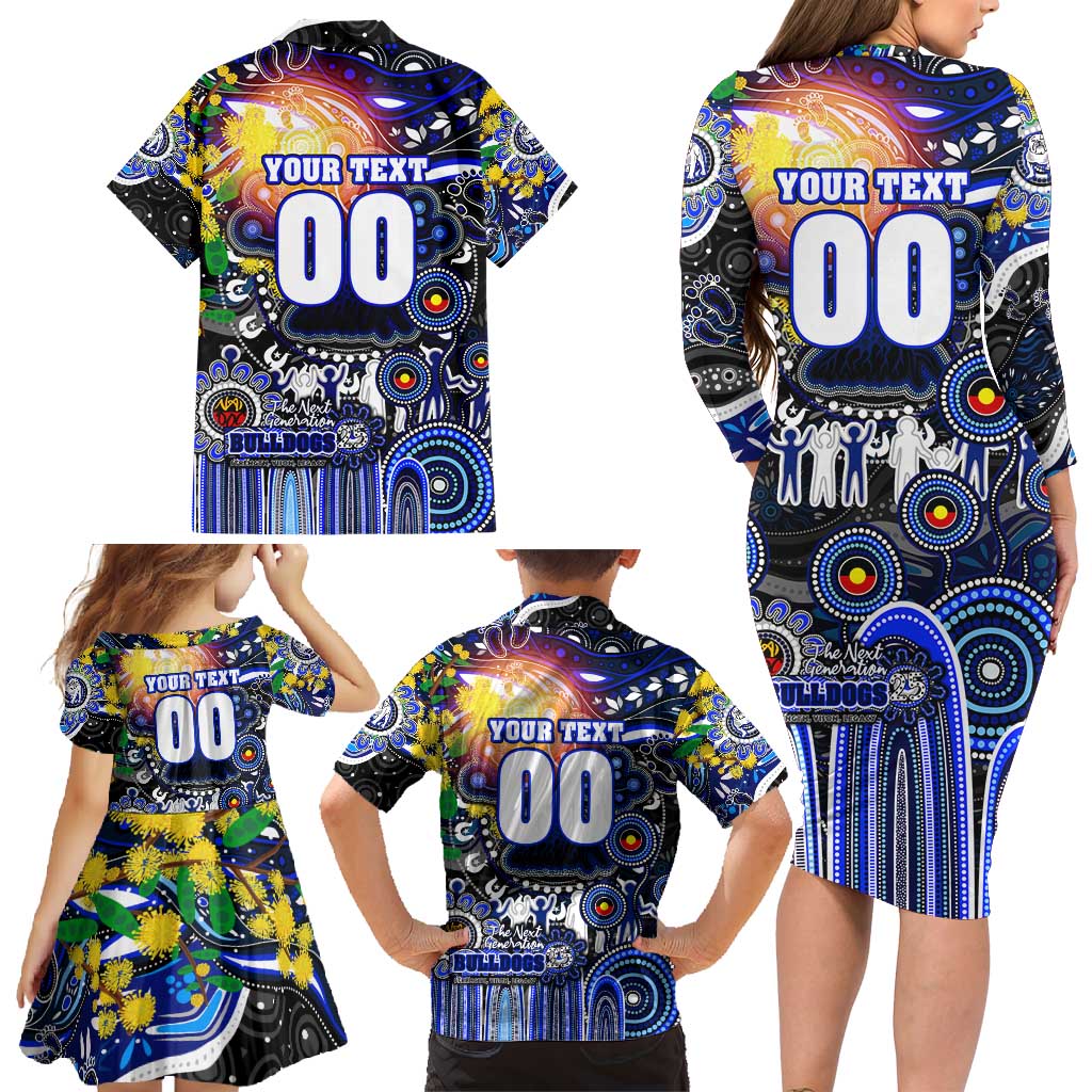 Personalised NAIDOC Week 2025 Bulldogs Rugby Family Matching Long Sleeve Bodycon Dress and Hawaiian Shirt Aboriginal Dot Painting