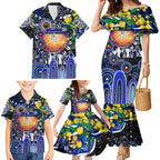 Personalised NAIDOC Week 2025 Bulldogs Rugby Family Matching Mermaid Dress and Hawaiian Shirt Aboriginal Dot Painting
