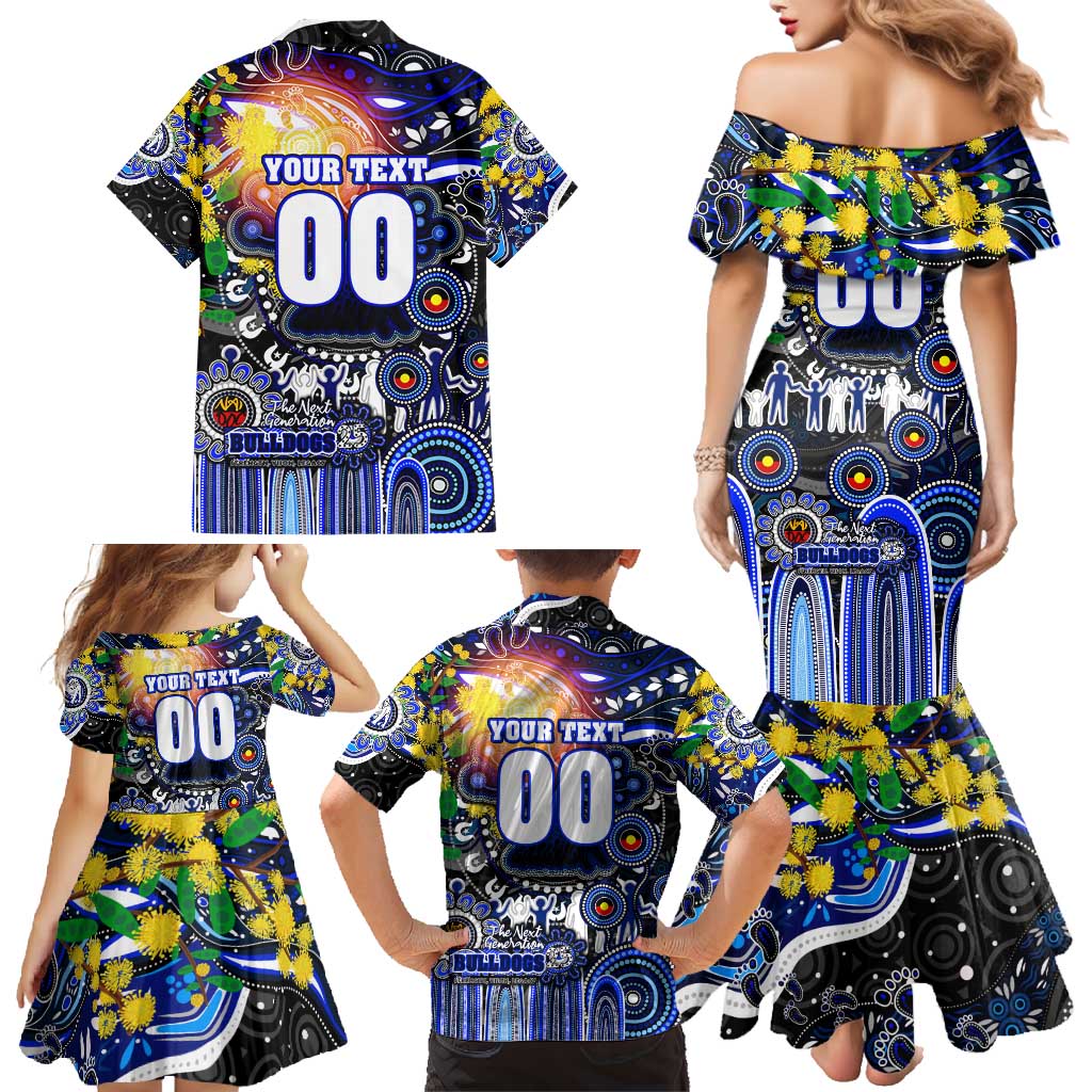 Personalised NAIDOC Week 2025 Bulldogs Rugby Family Matching Mermaid Dress and Hawaiian Shirt Aboriginal Dot Painting