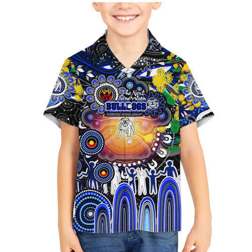 Personalised NAIDOC Week 2025 Bulldogs Rugby Family Matching Mermaid Dress and Hawaiian Shirt Aboriginal Dot Painting