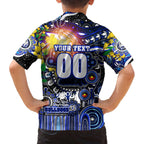 Personalised NAIDOC Week 2025 Bulldogs Rugby Family Matching Off The Shoulder Long Sleeve Dress and Hawaiian Shirt Aboriginal Dot Painting